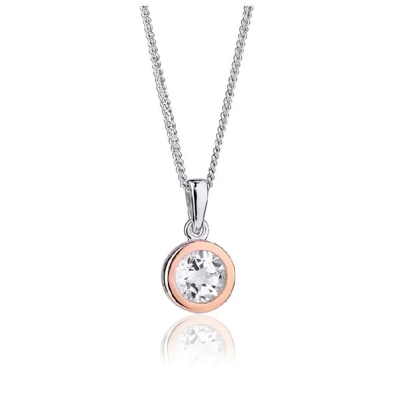 Silver & 9ct Rose Gold Celebration White Topaz Set Pendant