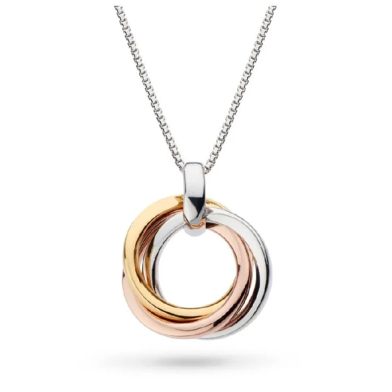 Silver & Yellow & Rose Gold Plated Bevel Trilogy Necklace