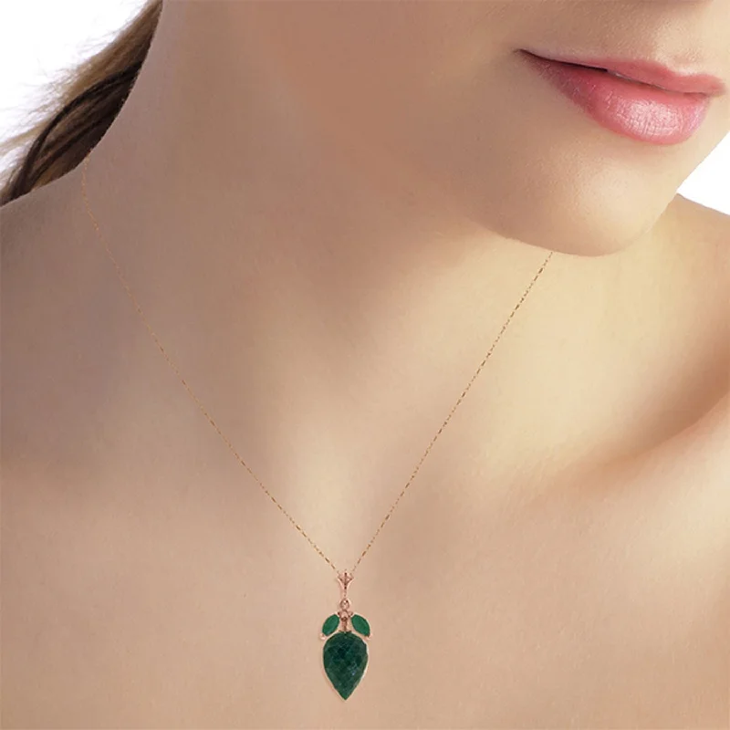 13.4 Carat 14K Solid Gold Apparently Simple Emerald Gemstone Necklace