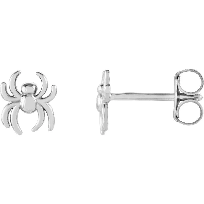 14k White Gold 6.3x5.6 mm Spider Stud Earring for Women