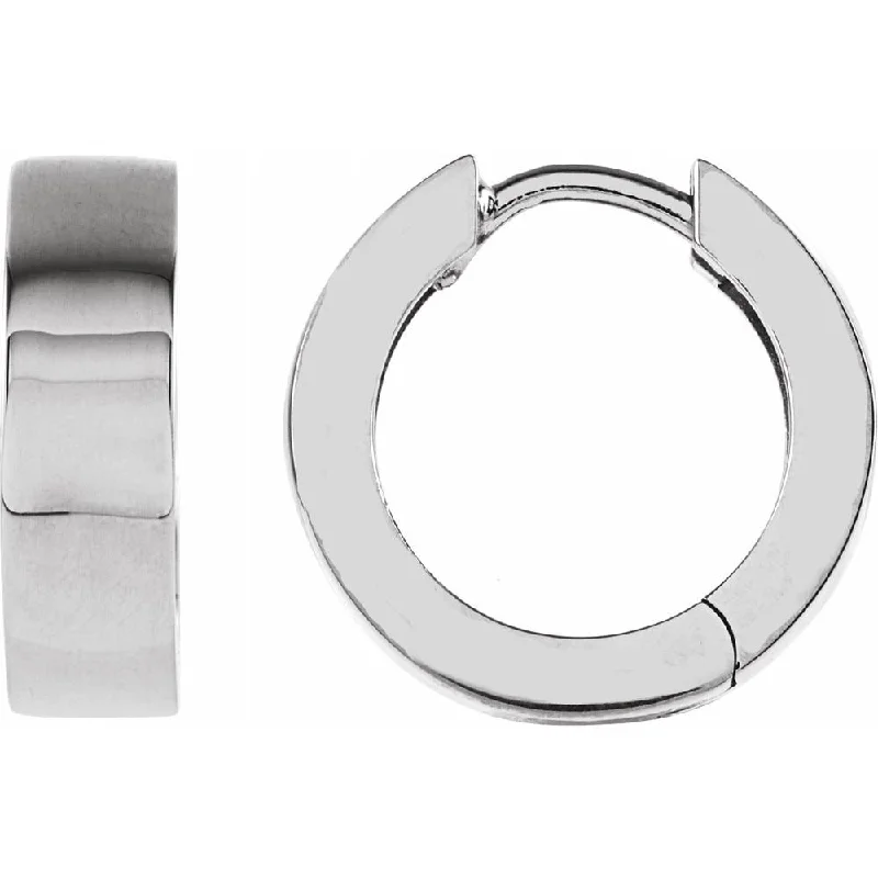 14k White Gold 14.5 mm Hinged Hoop Earring for Women