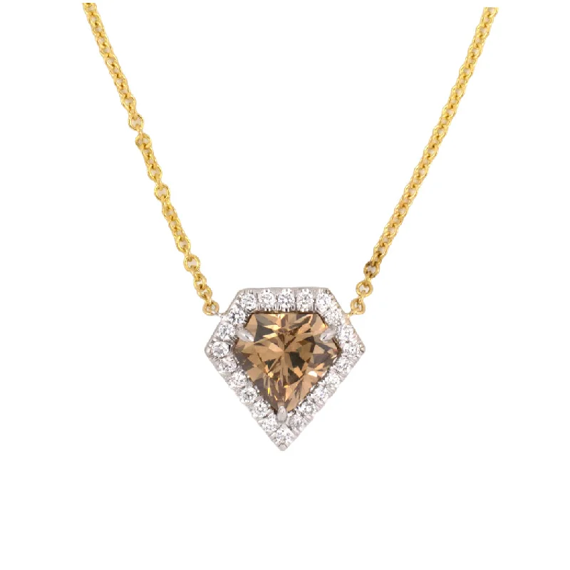 Yellow-Brown Diamond Pendant Necklace