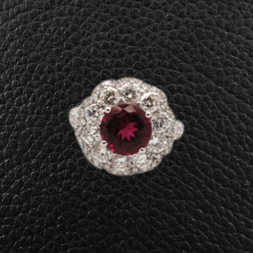 Rubellite & Diamond Ring