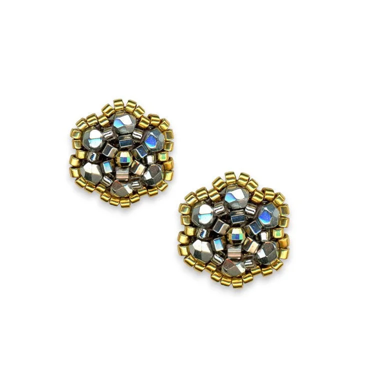 MIGUEL ASES - PYRITE MIYUKI FLOWER EARRING