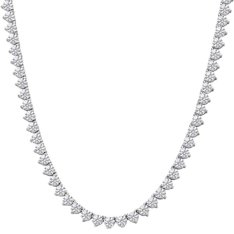 26Ct Diamond Tennis Necklace 3-Prong White Gold 18" Lab Grown